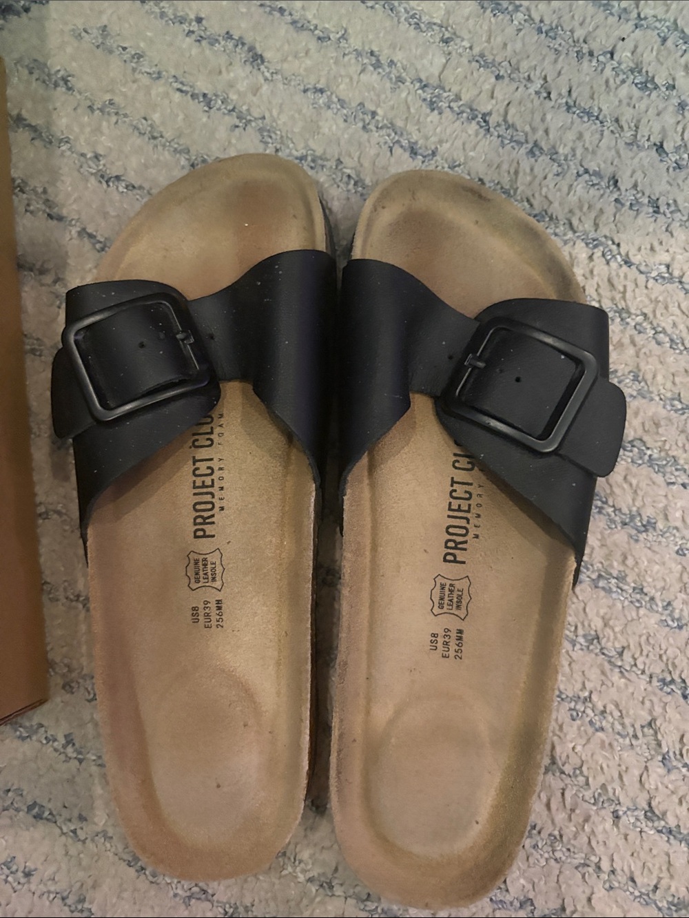 Project Club Black Single-Buckle Slide Sandals for Women